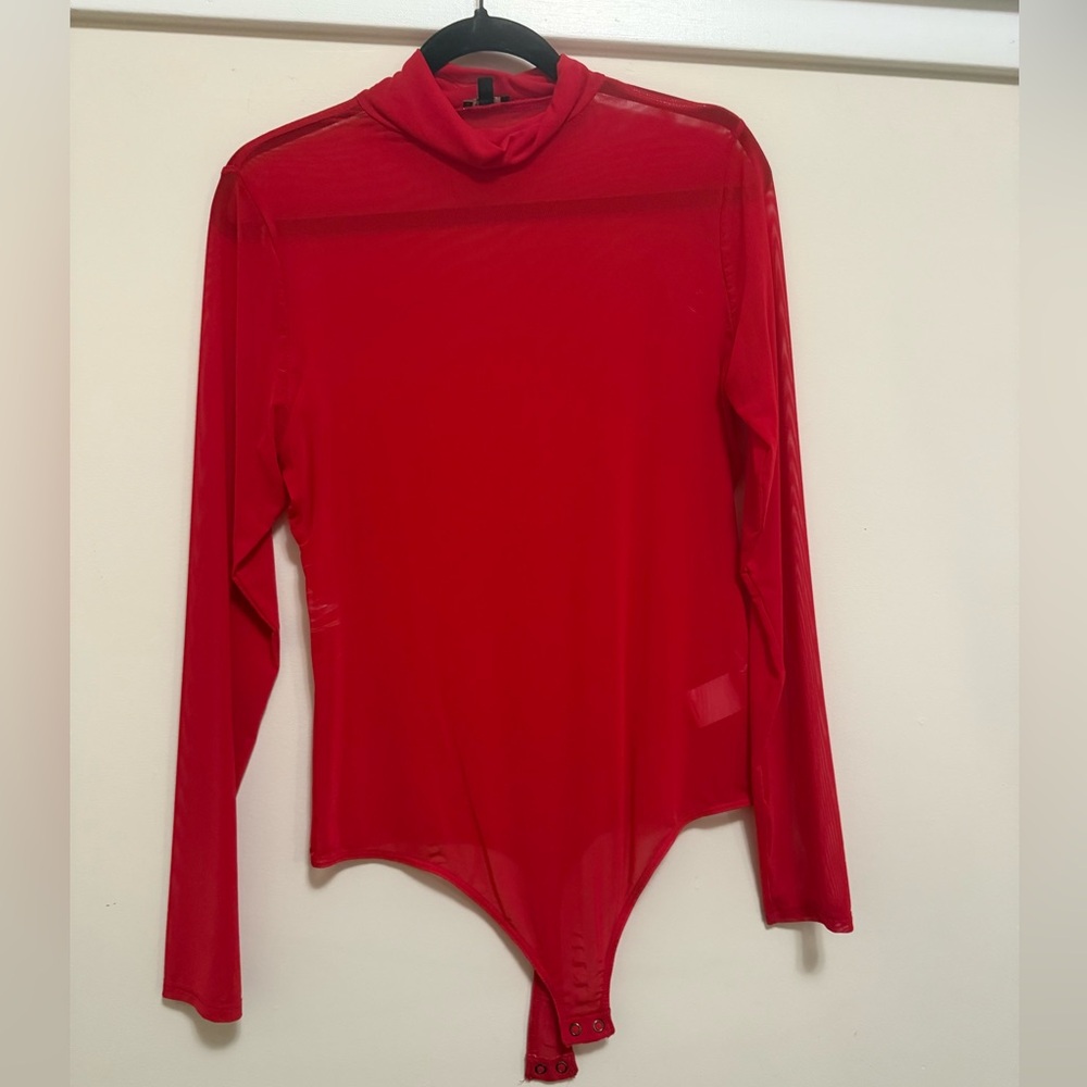 NWOT Express Mesh Turtleneck Bodysuit L